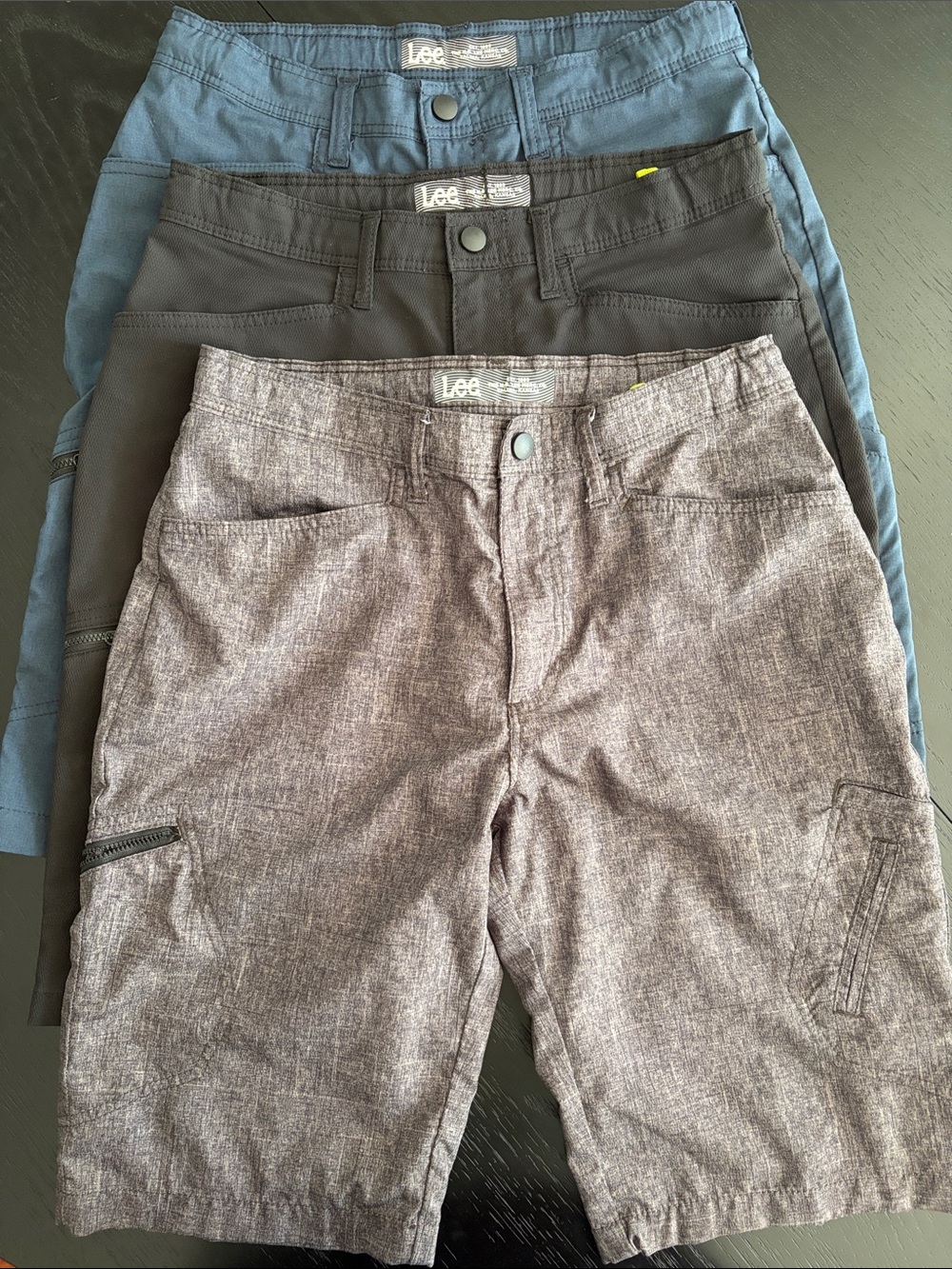Lee Boys Cargo Shorts Trio - Blue, Black, Heather Gray